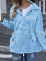 Hoodie Long Sleeve Plain Regular Loose Parker Trench Coat For Women