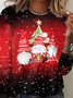 Casual Christmas Crew Neck Long Sleeve T-shirt