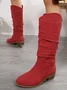 Simple Plain Non-Slip Slip On Low Heel Straight Boots
