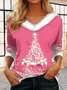 Casual Christmas V Neck Long Sleeve T-shirt