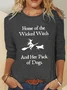 Crew Neck Long Sleeve Dog Regular Micro-Elasticity Regular Fit Shirt For Women