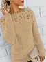 Women Yarn/Wool Yarn Plain Long Sleeve Comfy Casual Lace Sweater