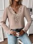 Lace Collar Long Sleeve Plain Split Joint Regular Micro-Elasticity Loose TUNIC Shirt For Women