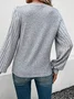 Crew Neck Long Sleeve Plain Lace Regular Micro-Elasticity Loose Shirt For Women