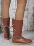 Comfortable Soft Lightweight Lace Up Chunky Heel Snow Boots Footwear