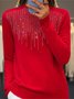 Women Wool/Knitting Plain Holiday Long Sleeve Comfy Casual Sweater