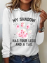 Crew Neck Long Sleeve Text Letters Regular Micro-Elasticity Regular Fit Blouse For Women