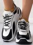 Casual Color Block Breathable Lace-Up Flat Heel Chunky Trainers Glitter
