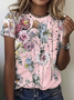 Casual Floral Print Crew Neck Short Sleeve T-shirt