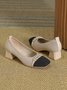 Elegant Color Block Breathable Slip On Block Heel Shallow Shoes Rhinestone