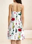 Women Floral Lace Collar Gallus Comfy Casual Short Dress