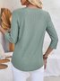 Shawl Collar Three Quarter Sleeve Plain Regular Micro-Elasticity Loose Shirt For Women