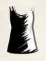 Casual Cross Neck Black And White Colorblock Tank Top