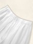 Casual Linen Plain Long Elastic Band Pants