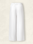 Casual Linen Plain Long Elastic Band Pants
