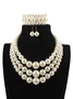 3pcs/set Elegant Imitation Pearl Multilayer Necklace Party Jewelry Set