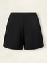 Women Casual Plain Natural Zipper Culottes Shorts