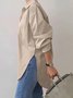 Shirt Collar Long Sleeve Plain Buckle Regular Loose TUNIC Shirt For Women