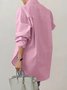 Shirt Collar Long Sleeve Plain Buckle Regular Loose TUNIC Shirt For Women