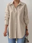 Shirt Collar Long Sleeve Plain Buckle Regular Loose TUNIC Shirt For Women