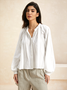 Long Sleeve Plain Lace Regular Loose Blouse For Women
