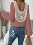 Women's Blouse Textured Fabric Splicing Lace Lantern Sleeve Loose Shirt