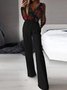 Women Long Sleeve V Neck Regular Fit Long Mesh Party Casual Floral Jumpsuits