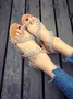 Boho Plain Slip On Flat Heel Thong Sandals Beading