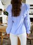 Shirt Collar Long Sleeve Plaid Regular Loose Blouse For Women