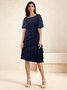 Women Floral Crew Neck Short Sleeve Comfy Vacation Lace Midi Dress
