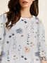 Women Floral Crew Neck Half Sleeve Comfy Casual Lace Edge Top With Pants Two-Piece Set