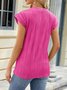 Crew Neck Cap Sleeve Plain Regular Micro-Elasticity Loose Shirt For Women