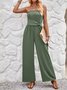 Women Sleeveless Cold Shoulder Loose Long Daily Casual Plain Jumpsuits