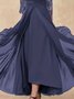 Women Plain Crew Neck Half Sleeve Comfy Casual Lace Midi Dress