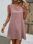 Women Short Dress Plain Asymmetrical Sleeveless Comfy Casual Dress
