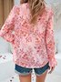 V Neck Long Sleeve Floral Regular Regular Fit Shirt For Women