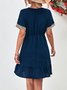 Women Polka Dots V Neck Short Sleeve Comfy Casual Short Dress