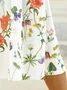 Women Floral Crew Neck Short Sleeve Comfy Vacation Midi Dress