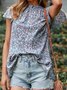 Short Sleeve Small Floral Regular Loose Shirt For Women