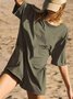 Women Short Sleeve Crew Neck Loose Shorts Daily Casual Plain Natural Jumpsuit