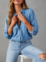 Women's Shirt Spring Collar Denim Long Sleeve Abstract Regular Loose Blouse