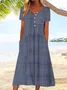 Women's Vacation Dress Casual Buckle Jersey Vacation Striped Printed Midi Dress