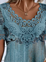 Casual Ethnic Lace Collar Short Sleeve T-shirt