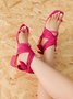 Urban Plain Non-Slip Lace-Up Low Heel Thong Sandals