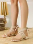 Urban Plain Non-Slip Lace-Up Low Heel Thong Sandals