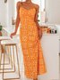 Women Small Floral Spaghetti Gallus Comfy Casual Maxi Dress