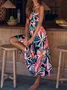 Women Floral Halter Sleeveless Comfy Vacation Maxi Dress