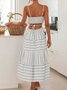Women Striped Spaghetti Gallus Comfy Casual Maxi Dress