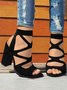 Casual Plain After The Lacing High Heel Slide Sandals