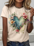 Casual Floral Crew Neck Short Sleeve T-shirt